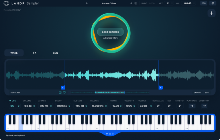 LANDR Sampler Virtual Sample Editor and Sequencer