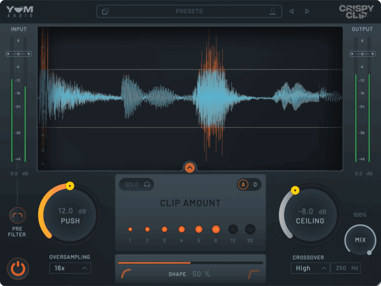 Yum Audio Crispy Clip Oversampled Precision Clipper Plugin