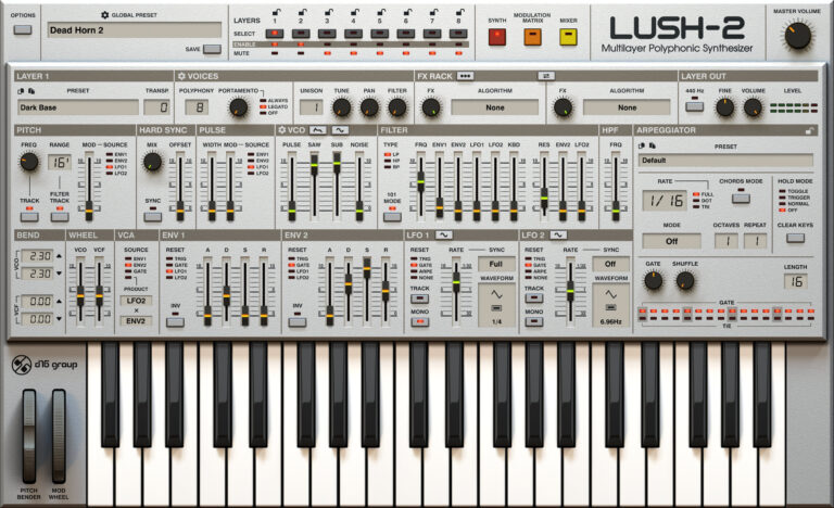 D16 Group Lush-2 Virtual Analog Multilayer Polyphonic Synthesizer