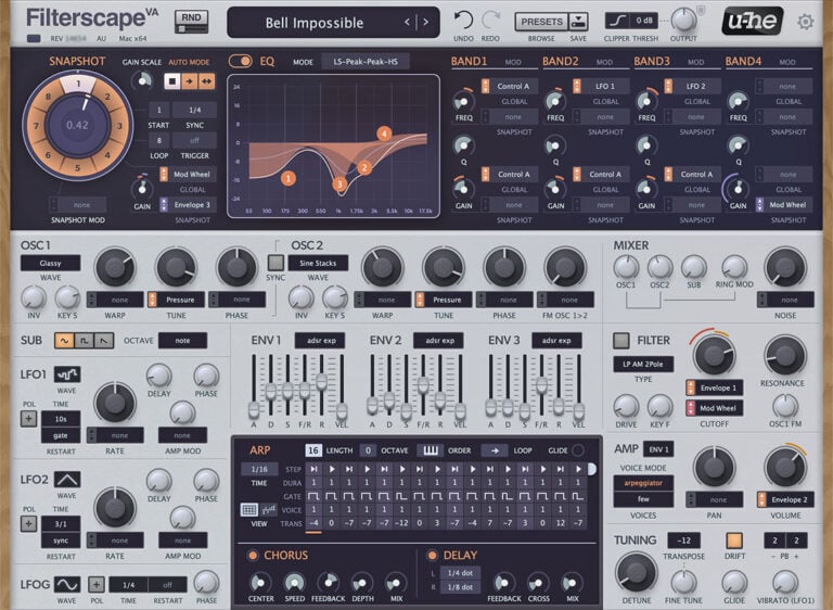 u-he Filterscape Synthesizer and Morphing EQ Plugin